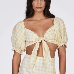 NWOT Charlie Holiday gingham crop top. Size 4.